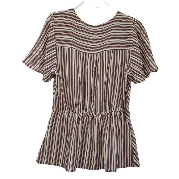 Monteau Summer V-Neck Short Sleeve Form Fitting Medium Blouse - Picture 2 of 7